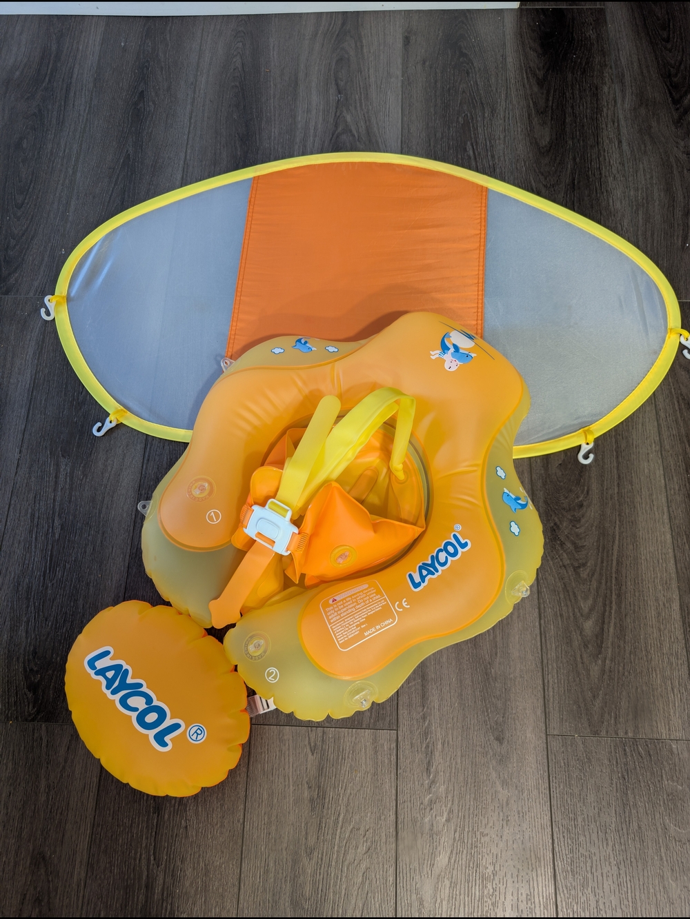 Laycol Orange Baby Swim Float with Sun Shade